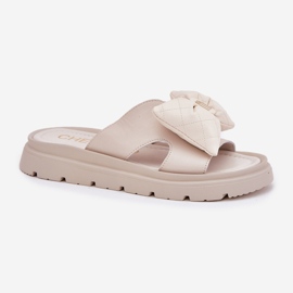 Flip de cuero para mujeres en la plataforma con Chebello 4647 beige 5