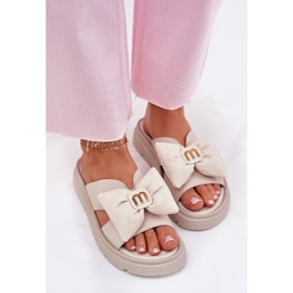 Flip de cuero para mujeres en la plataforma con Chebello 4647 beige 6