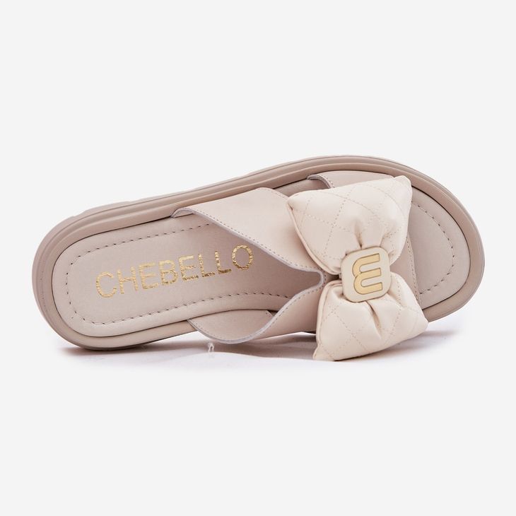 Flip de cuero para mujeres en la plataforma con Chebello 4647 beige 2