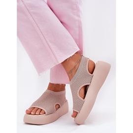 Sandalias con Plataforma para Mujer, Beige 3