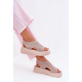 Sandalias con Plataforma para Mujer, Beige 5