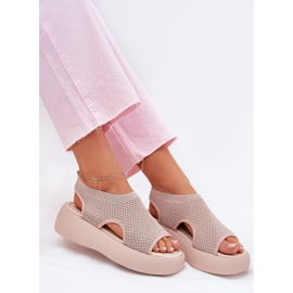 Sandalias con Plataforma para Mujer, Beige 7