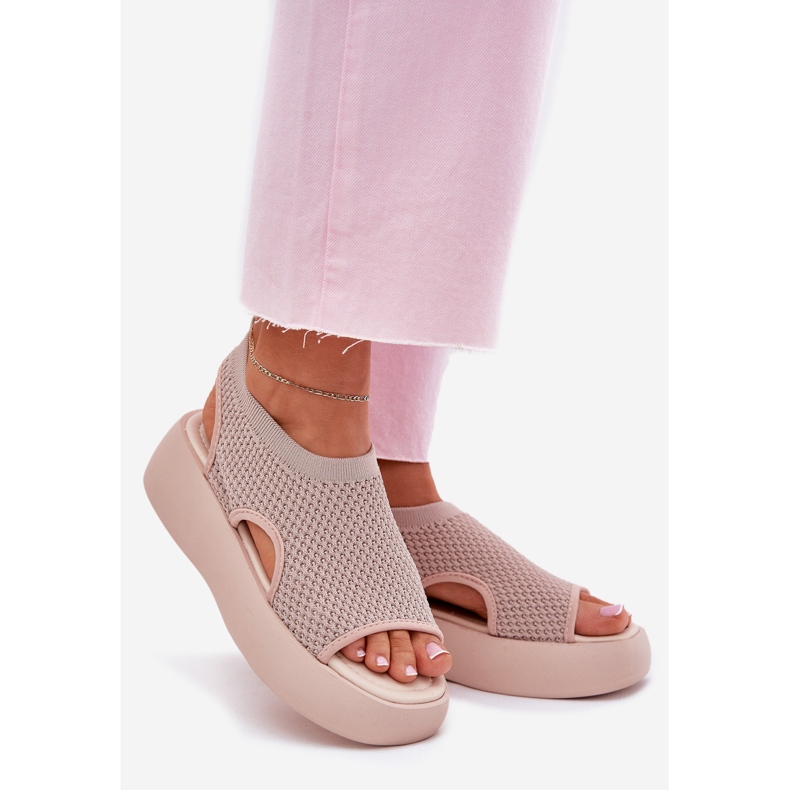 Sandalias con Plataforma para Mujer, Beige 1