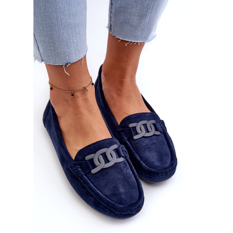Mocasines azul marina ecológicos de moda femeninos de moda 3