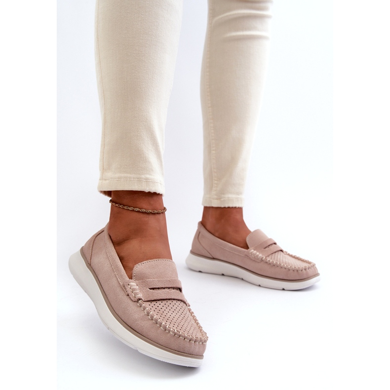 Mocasines de gamuza en la plataforma beige Sergio Leone SP012 1