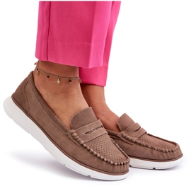 Mocasines de gamuza para mujeres en la plataforma Sergio Leone SP012 Beige ligero 5