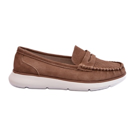 Mocasines de gamuza para mujeres en la plataforma Sergio Leone SP012 Beige ligero 2