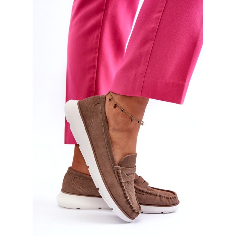 Mocasines de gamuza para mujeres en la plataforma Sergio Leone SP012 Beige ligero 3 Mocasines de gamuza para mujeres en la plataforma Sergio Leone SP012 Beige ligero 3