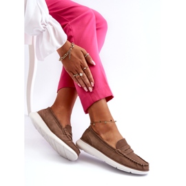 Mocasines de gamuza para mujeres en la plataforma Sergio Leone SP012 Beige ligero 4