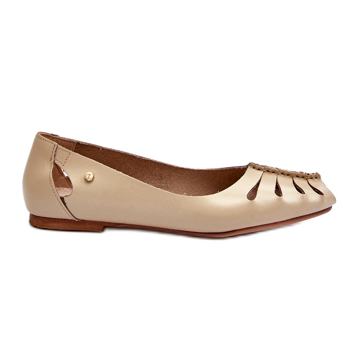 Zazoo 10009 cómodo ballerinas de cuero de cuero beige 1