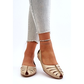 Zazoo 10009 cómodo ballerinas de cuero de cuero beige 4