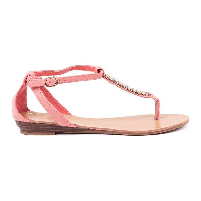 Shelvt Sandalias rosas con decoraciones doradas rosado 2