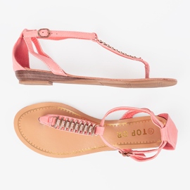 Shelvt Sandalias rosas con decoraciones doradas rosado 5