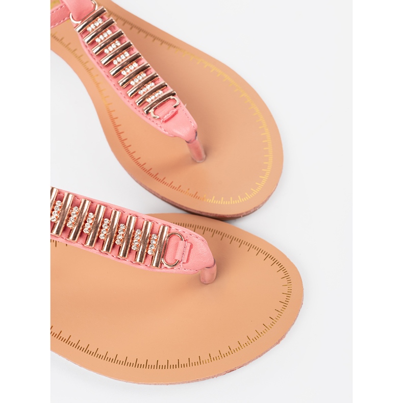Shelvt Sandalias rosas con decoraciones doradas rosado 1