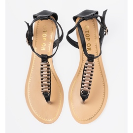 Sandalias de mujeres negras con decoraciones doradas negro 2