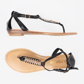 Sandalias de mujeres negras con decoraciones doradas negro 3