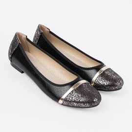 Goodin Bailarinas negras con decoraciones doradas negro 1