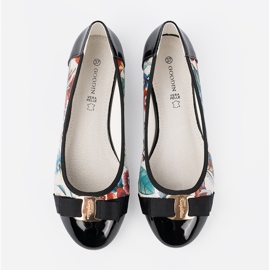 Goodin Bailarinas negras y negras con flores blanco 2