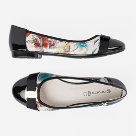 Goodin Bailarinas negras y negras con flores blanco 3