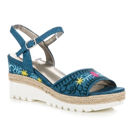 Kylie Alpargatas bordadas azul 5