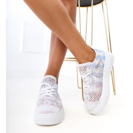 Zapatillas de zapatillas multicolores en la plataforma blanco 4