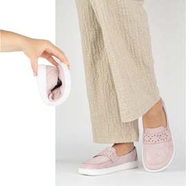 Olivier Mocasines de Inga de Femenina Barefoot con una amplia parte delantera de flores rosadas polacas rosado 9