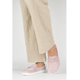 Olivier Mocasines de Inga de Femenina Barefoot con una amplia parte delantera de flores rosadas polacas rosado 1
