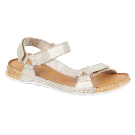 Olivier Sandalias de mujeres Barefoot Kallia Leather Golden dorado 1