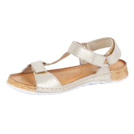 Olivier Sandalias de mujeres Barefoot Kallia Leather Golden dorado 2