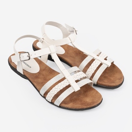 Goodin Sandalias de mujeres blancas con rayas decoradas 2