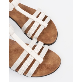 Goodin Sandalias de mujeres blancas con rayas decoradas 5