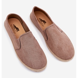 Zapatillas de zapatillas para hombres con beige oscuro de gamuza ecológica 3