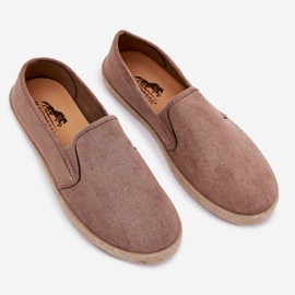 Zapatillas de zapatillas para hombres con beige oscuro de gamuza ecológica 4