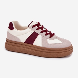 Zapatillas de deporte femeninas en la plataforma burdeos rojo 4