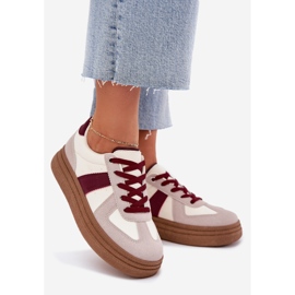 Zapatillas de deporte femeninas en la plataforma burdeos rojo 1