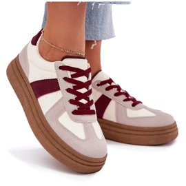 Zapatillas de deporte femeninas en la plataforma burdeos rojo 10