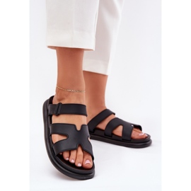 Zapatillas de goma de mujeres con cinturón negro 2