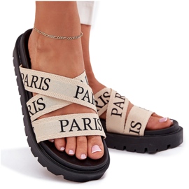 Flip Flip Flip con rayas de material de París en la plataforma beige 10