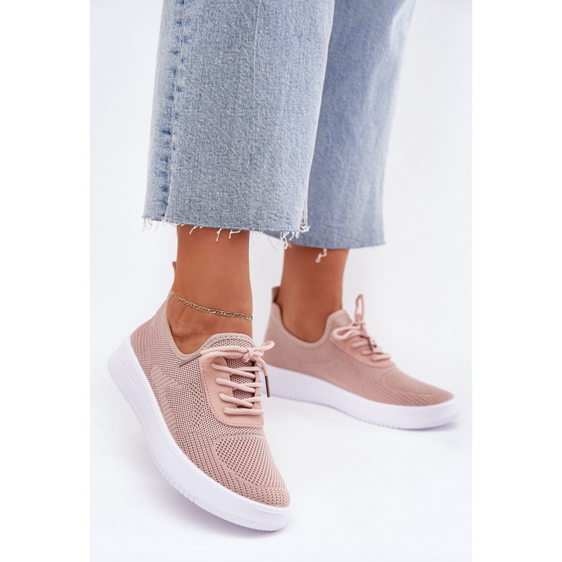 Material zapatos deportivos atacados en la plataforma rosa femenina 2