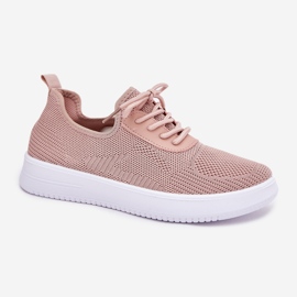 Material zapatos deportivos atacados en la plataforma rosa femenina rosado 4
