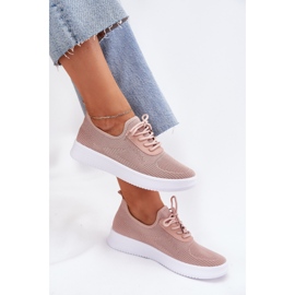 Material zapatos deportivos atacados en la plataforma rosa femenina rosado 6