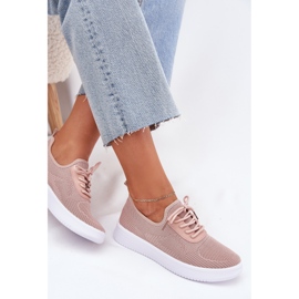 Material zapatos deportivos atacados en la plataforma rosa femenina rosado 7