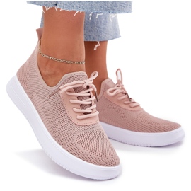 Material zapatos deportivos atacados en la plataforma rosa femenina rosado 8