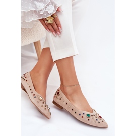 Bailarinas femeninas decoradas con cristales beige 5