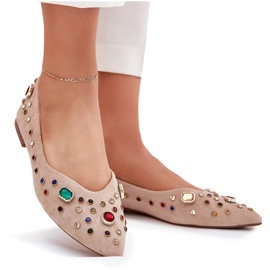 Bailarinas femeninas decoradas con cristales beige 7