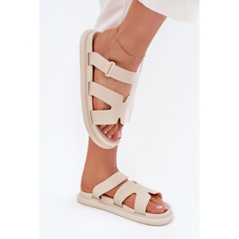 Zapatillas de goma de mujeres con cinturón beige 5