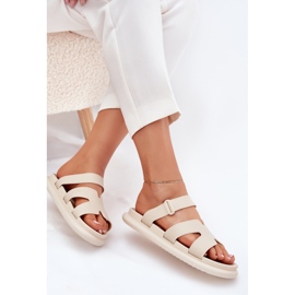 Zapatillas de goma de mujeres con cinturón beige 6