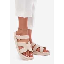 Zapatillas de goma de mujeres con cinturón beige 1