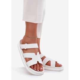 Zapatillas de goma de mujeres con cinturón blanco 1 Zapatillas de goma de mujeres con cinturón blanco 1