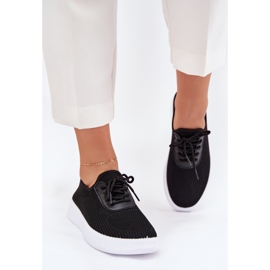 Material zapatos deportivos atacados en la plataforma negro para mujeres 5